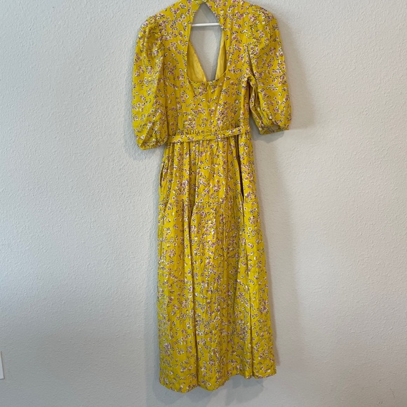 Nicholas The Celie Maxi Dress Hastings Yellow Floral Print Linen Blend Size 4 - Picture 11 of 13